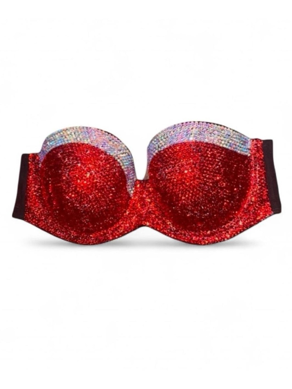 32B Red & Crystal AB Erin VS Design Rhinestone Crystal Glam Bralet New